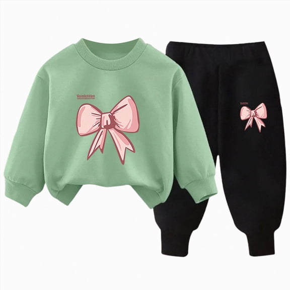 TOWED22 Toddler Girl Clothes Kid Fall Outfit Ruffle Sleeve Shirt Top Floral Pants Winter Clothing Set,Light Green,3-4 Y