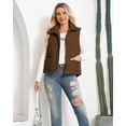 thumbnail image 6 of Czanzd Women's Corduroy Stand Collar Puffer Vest Warm Puffy Outerwear(Camel,M), 6 of 9