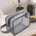 thumbnail image 4 of Bolsa de aseo de malla portátil, bolsa de afeitar, artículos esenciales para , aseo, artículos de tocador, organizador de cosméticos, bolsa de Gris, 4 of 8