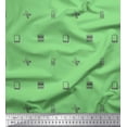 thumbnail image 1 of Soimoi Green Japan Crepe Satin Fabric Infographics Education Theme Print Sewing Fabric Yard 42 Inch Wide, 1 of 3