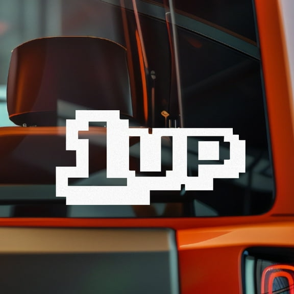 1UP Retro game style Vinyl Decal Sticker Bumper Window Laptop 7.5X3.75" White