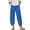 Sky Blue, variant on Costeam Womens Capri Pants Cotton Linen Blend Wide Leg with Side Pockets Mid Rise Relaxed Waist Lace Embroidery Split Cuff Cropped Trousers Lightweight Breathable Soft Casual Summer Bottoms