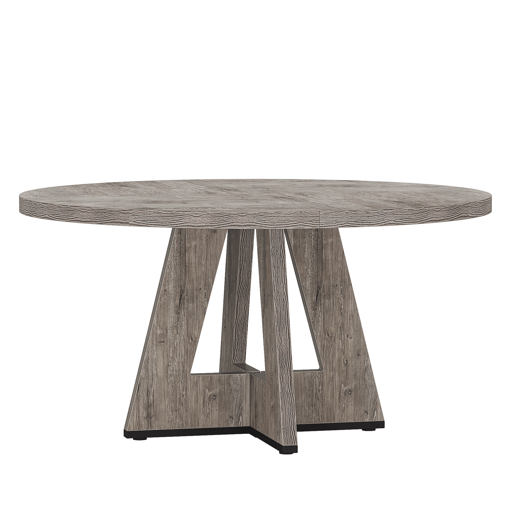 MAYEERTY 47 Inch Farmhouse Round Dining Table, Wooden Kitchen Dinner Table for 4 People with Sturdy Metal Frame