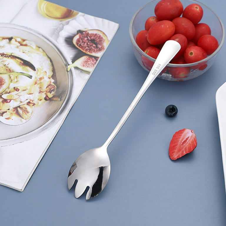 Salad Servers, Pack Of 2 Salad Spoons, Serving Spoon, Stainless Steel Salad Servers Set, Long Handle Salad Servers Set For Serving, Salad Spoons And Fork Set, 19.5 Cm/7.67 Inches Length