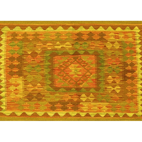 Ahgly Company Indoor Rectangle Southwestern Yellow Country Area Rugs, 7' x 10'