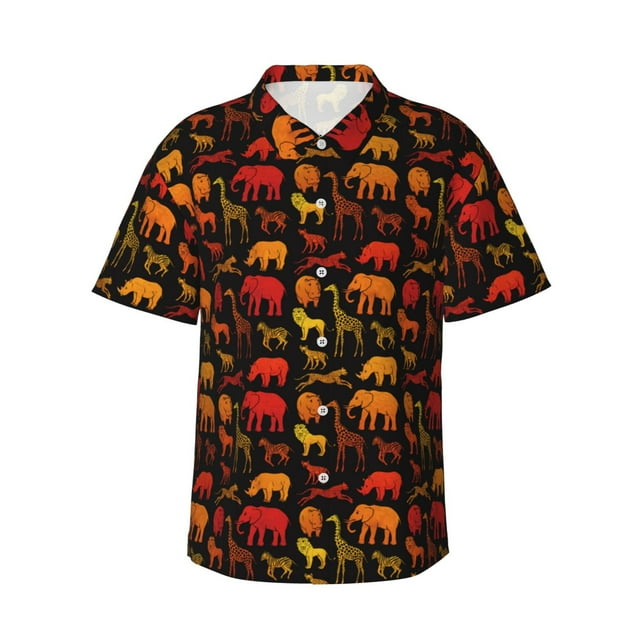 Fotbe Animal Camisa Hawaiana para Hombre Unisex – Camisa Casual de Verano con Botones de Manga Corta de Algodón y Lino,3X-Large