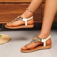 thumbnail image 5 of HomeDM Women's Flat Thong Sandals Open Toe Elastic Ankle Strap Flip Flops Summer Beach Vacation Slides Sandals, Beige Size 7, 5 of 7