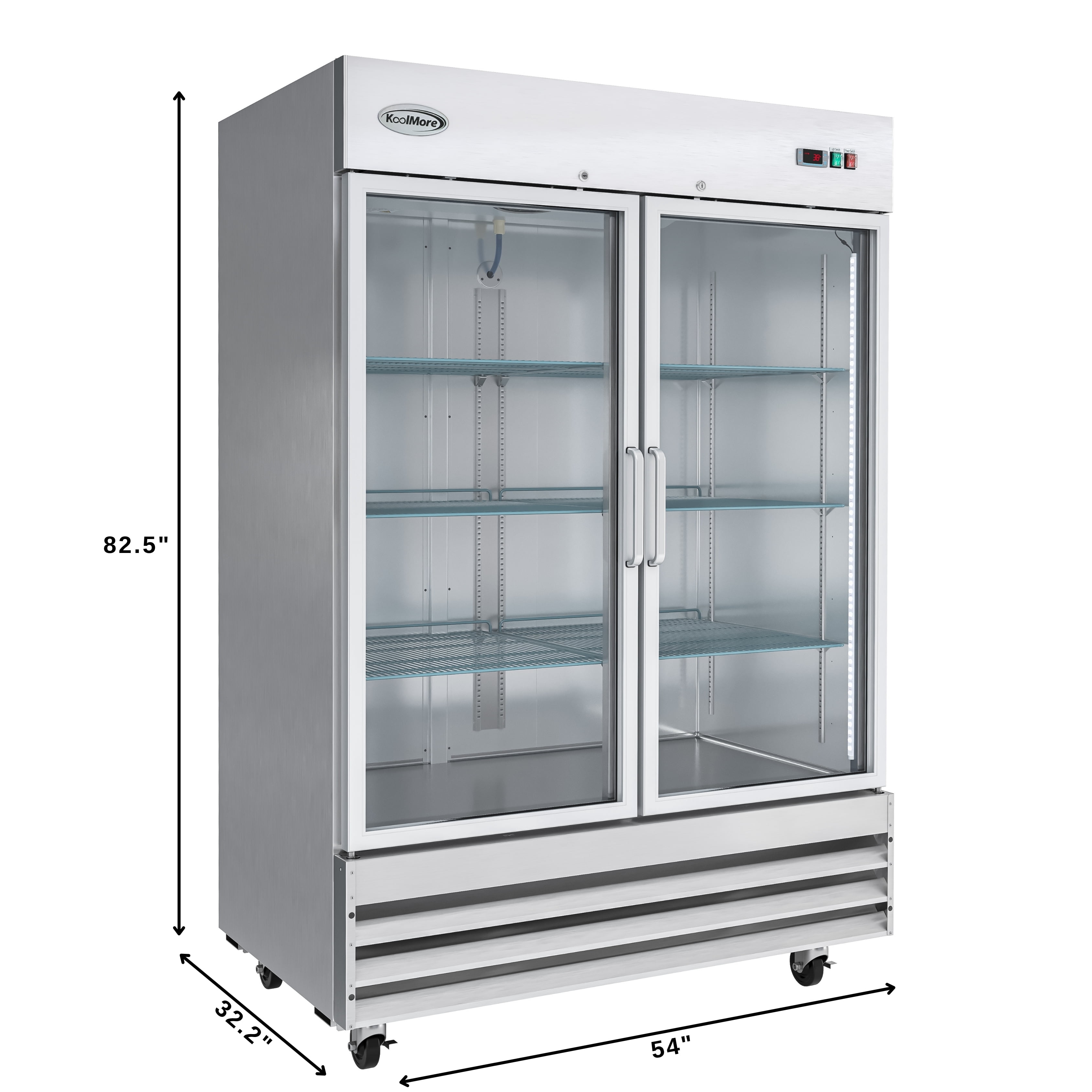KoolMore 54 in.  Two-Glass Door Commercial Reach-in Refrigerator Cooler with LED Lighting - 47 Cu. ft. RIR-2D-GD