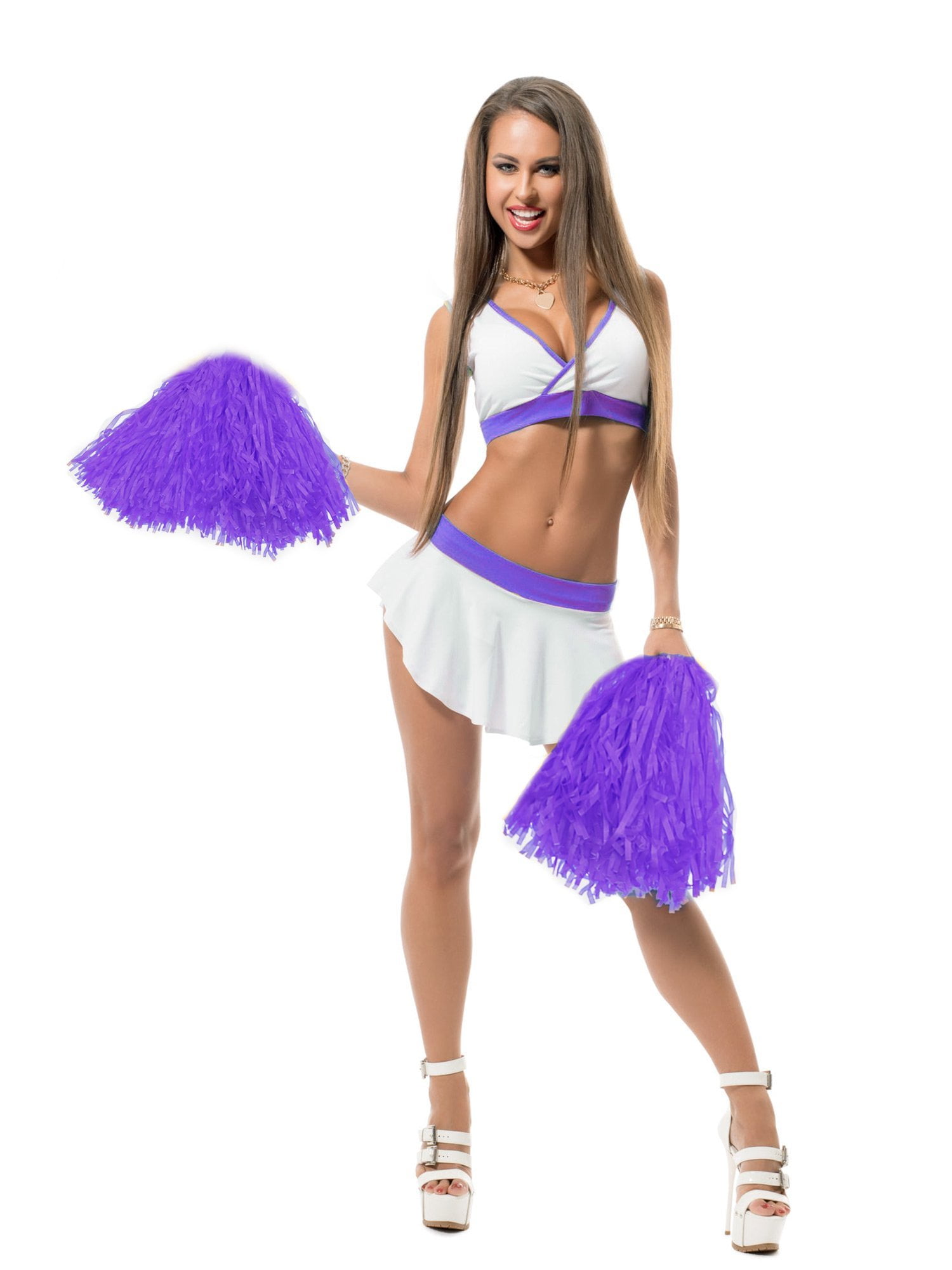 Pangda 12 Pack Cheerleading Pom Poms Sports Dance Cheer Plastic Pom Pom for Sports Team Spirit Cheering