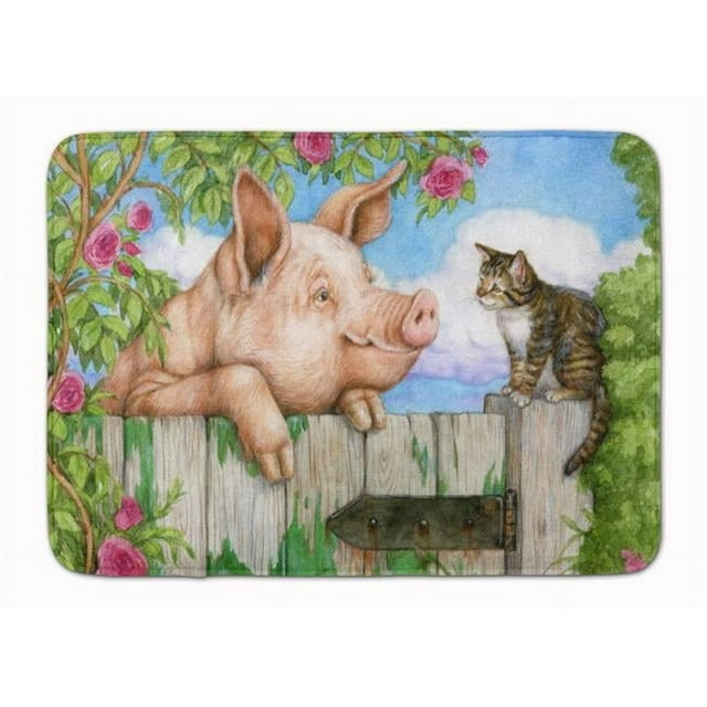 Carolines Treasures CDCO0349RUG Cochon à la Porte avec le Tapis en Mousse à Mémoire de Forme Lavable en Machine Cat