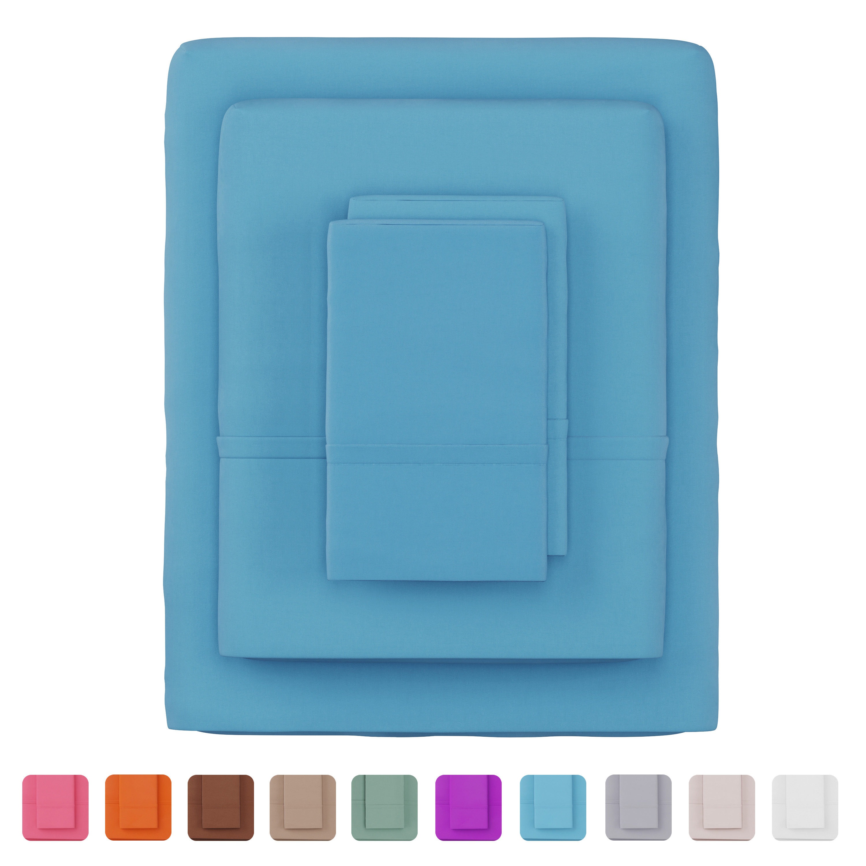 Lavish Home 3-Piece Microfiber Twin Sheet Set, Blue - image 2 of 8