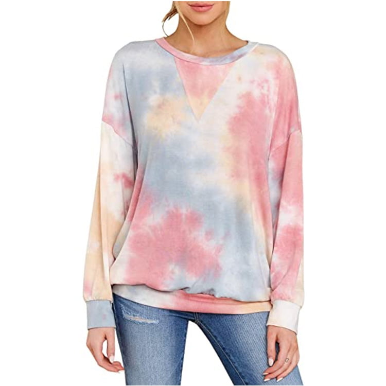 Womens Tie Dye Crewneck Long Sleeve 