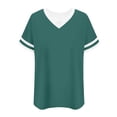 thumbnail image 5 of Molidfa Pull-On V-Neck Stretchable Regular Ringer Short Sleeve Daily Set-In Sports Women's Short-Sleeve Shirts Solid Set-In, 5 of 5