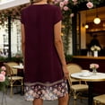 thumbnail image 5 of Mini Dresses for Women Crewneck Short Sleeve Sundress Loose Flowy Printed Vacation Party Wedding Guest Dresses S-2XL, 5 of 6