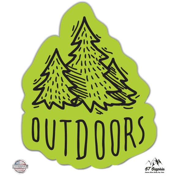 Outdoors Spruce Trees Adventure - 3" Vinyl Sticker - For Car Laptop I-Pad Phone Helmet Hard Hat - Waterproof Decal