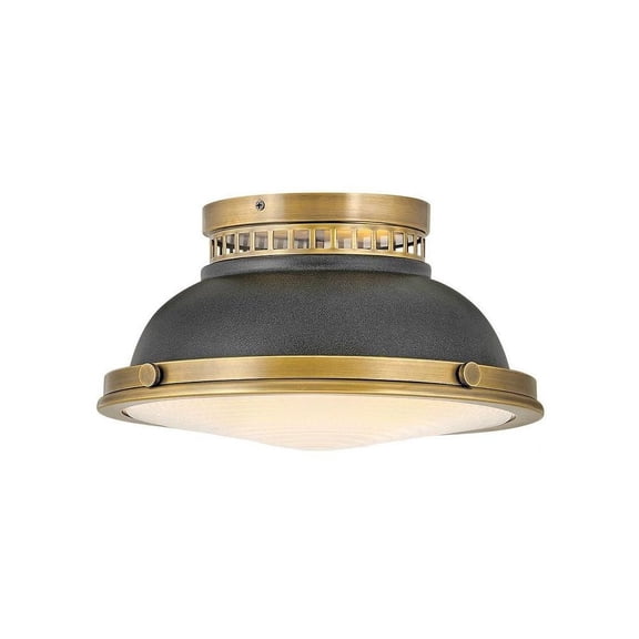 2 Light Medium Flush Mount in Coastal-Industrial Style 12.75 inches Wide By 6.75 inches High-Heritage Brass/Aged Zinc Finish Bailey Street Home