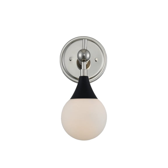 Kalco Lighting Bogart 1-light Glass Bath Light in Matte Black/Polished Nickel