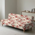 thumbnail image 6 of SCRAWLGOD Vintage Cardinal Floral Print Red Beige Stretch Futon Cover with Elastic Bottom Armless Futon Mattress Cover Dustproof Cozy Couch Covers Scratch Resistant Sofa Bed Slipcover, 6 of 7
