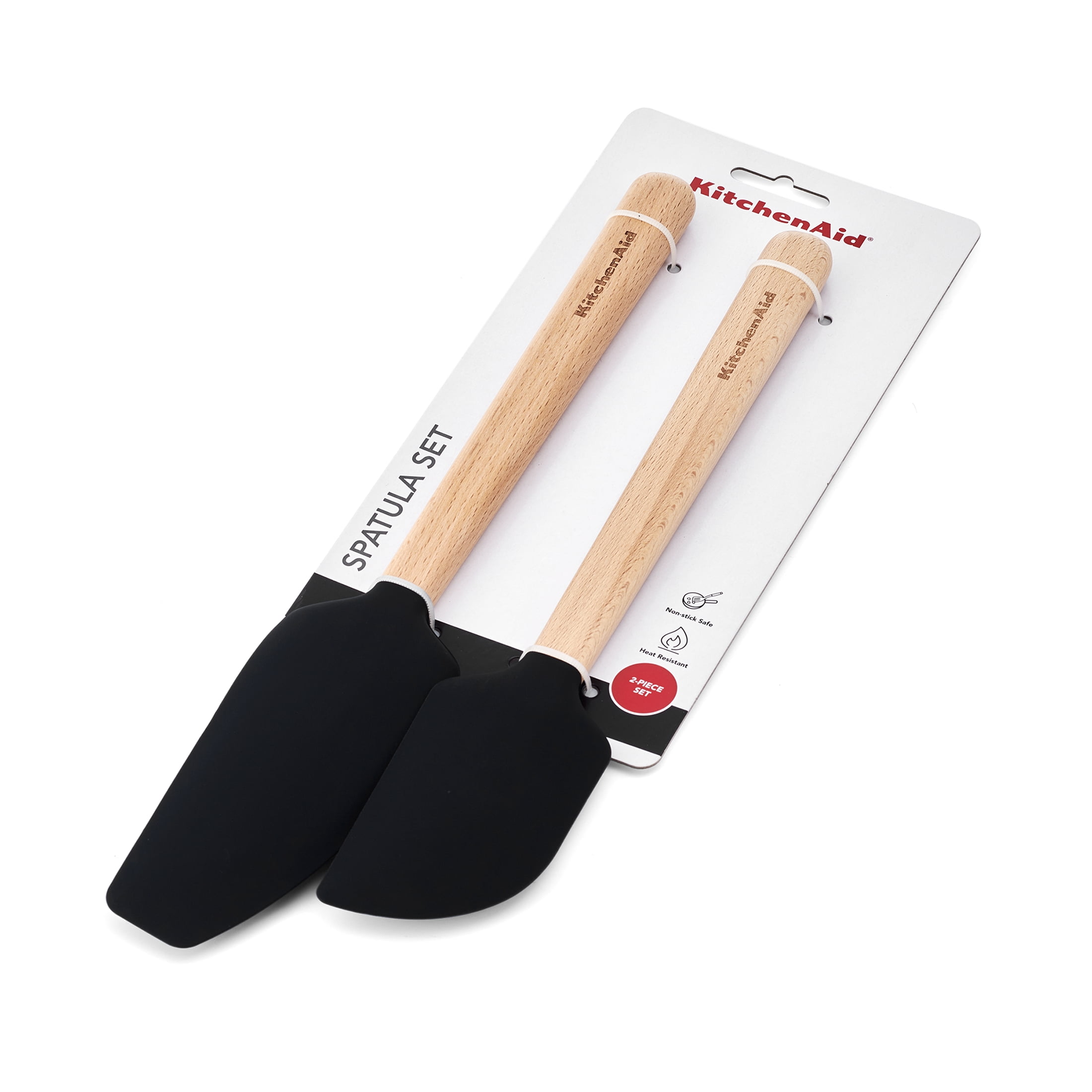 KitchenAid 2-Piece Silicone Mixing Spatula and Scraper Set for Cooking, Black