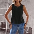 thumbnail image 2 of Stichou Womens Tank Tops 2026 Casual Sleeveless Shirt with Button Decor and Side Slit Summer Spring Tops Black M, 2 of 5