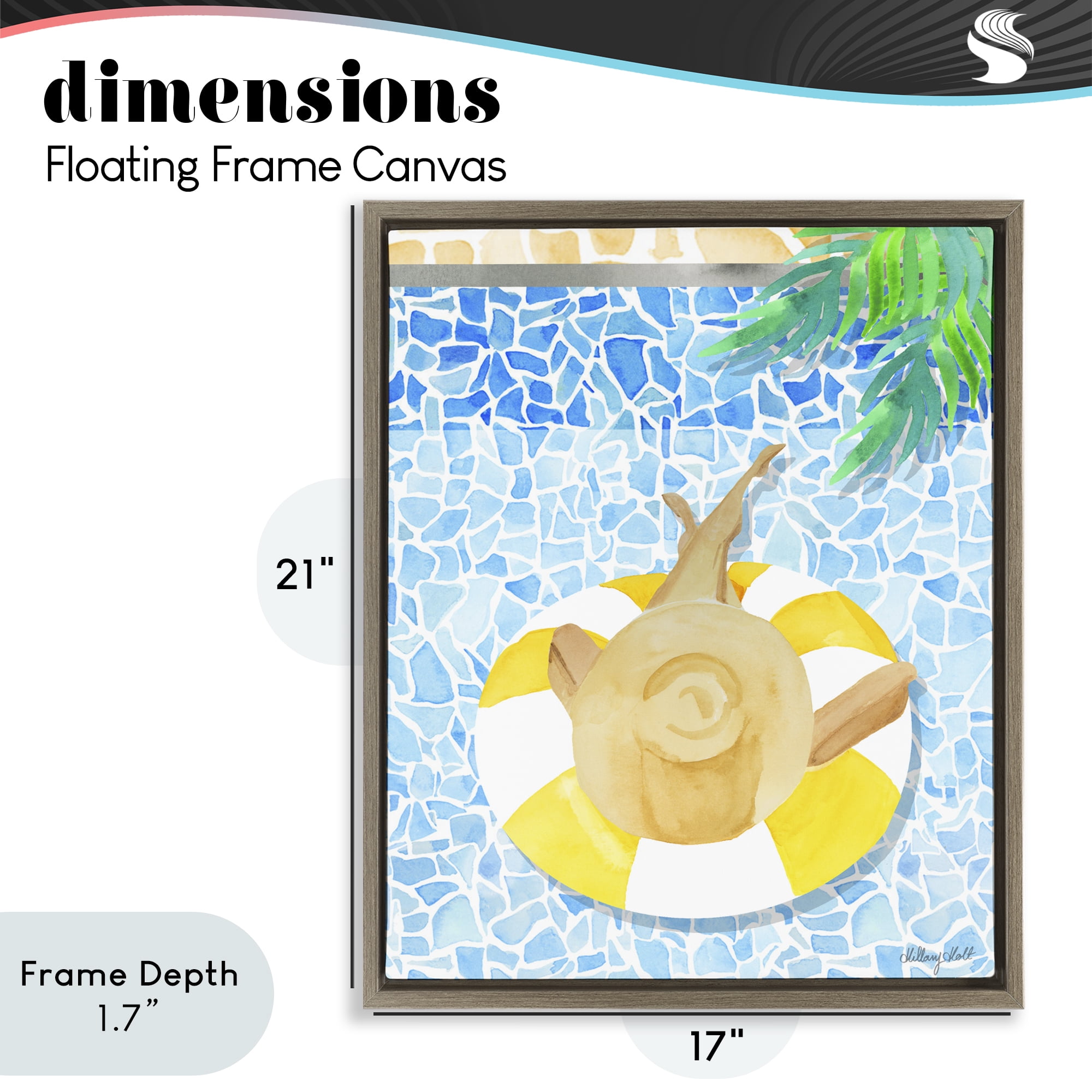 Stupell Industries Summer Poolside Drift Brown Framed Floater Canvas Wall Art, design by Hillary Holt