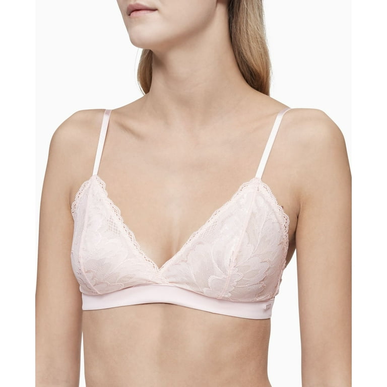 Calvin Klein Womens Hibiscus Lace Unlined Triangle Bralette 