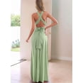 thumbnail image 5 of Women'S Multi-Wear Multi-Rope -Back Strap Dress Solid Color High Waist Sleeveless Maxi Dress Grass Green L, 5 of 7