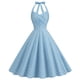 thumbnail image 3 of Vestido estilo Hepburn de lunares, años 50 y 60, estilo vintage, corte en A, espalda descubierta, cuello halter, estilo pin up, rockabilly, para mujer, estilo retro de fiesta de verano, 3 of 6