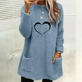 thumbnail image 2 of lcziwo Fuzzy Fleece Sweatshirts for Women Winter Warm Sherpa Pullover Cute Heart Print Casual Thermal Sweatshirt Loose Comfy Loungewear Tunic Tops with Pockets Lightning Sales Blue XL, 2 of 6