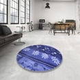 thumbnail image 4 of Ahgly Company Machine Washable Indoor Round Transitional Light Slate Blue Area Rugs, 4' Round, 4 of 7