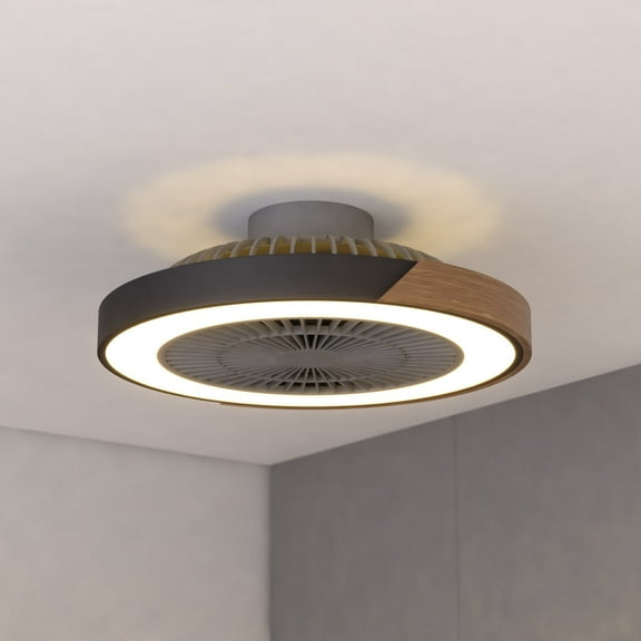 Everette 20-in W Matte Black and Wood Contemporary Ceiling Fan with DC Motor, Light Kit and Remote