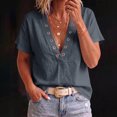 thumbnail image 5 of cocolona Summer V Neck Tops for Women Short Sleeve Grommet Eyelet Shirts Trendy Casual Solid Color Blouses, 5 of 7