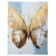 thumbnail image 7 of Gold Butterfly Flannel Blanket for Bed,Travel and Camping, Abstract Oil Painting Super Soft Cozy Blanket for All Seasons 32"x48", 7 of 7