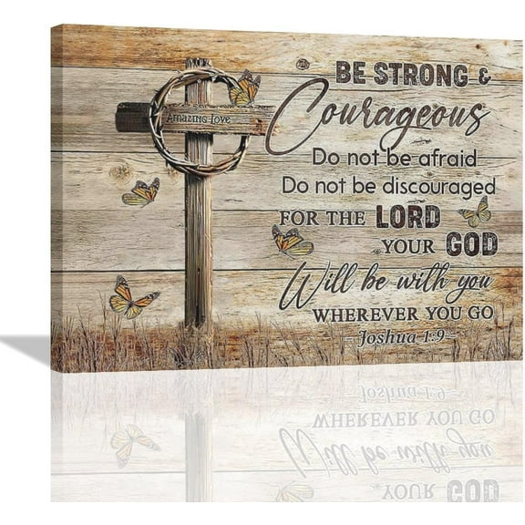 Christian Butterfly Decor Wall Art Motivational Religious Decorations Scripture Bible Verses Pictures Canvas Prints Painting Farmhouse Framed Artwork for Kitchen Bathroom Bedroom 16"x12"