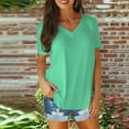 thumbnail image 2 of KBODIU Women's T-Shirts, Women Short Sleeve V-Neck Shirts Summer Loose Casual Basic Tee T-Shirt, 2 of 5