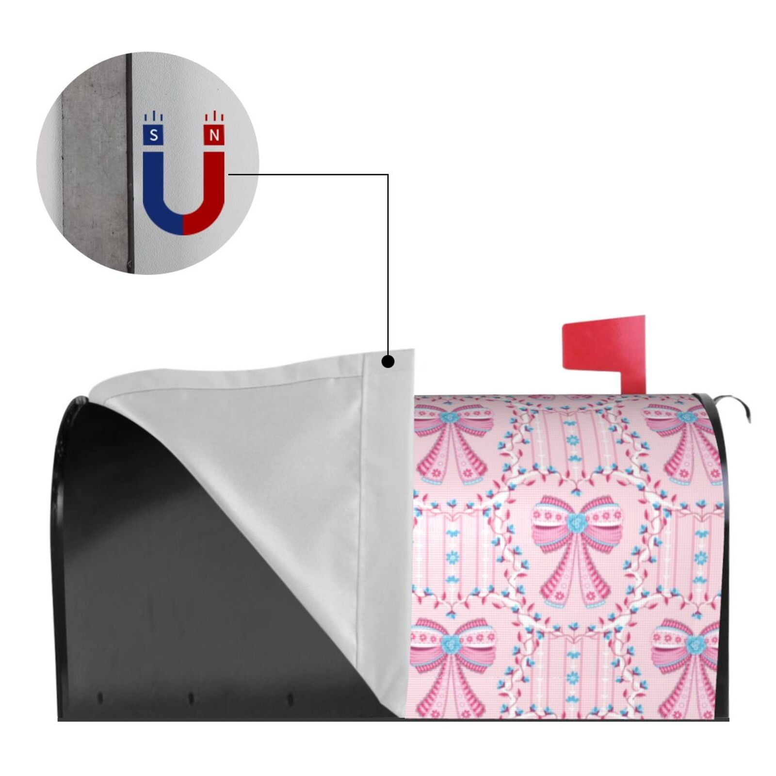 Xecao pink bows for Mailbox Cover with Magnetic Strips, Waterproof and Sunscreen, Adds a Decorative Touch to Your Garden Yard-21x18 in