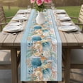 thumbnail image 4 of Blue Beach Coastal Table Runner - 72 Inch Long Nautical Shell Starfish Coral Summer Cotton and Linen Blended Dress Scarves Farmhouse Table Runner for Kitchen Dining, Coffee Table, 13" x 72", 4 of 8