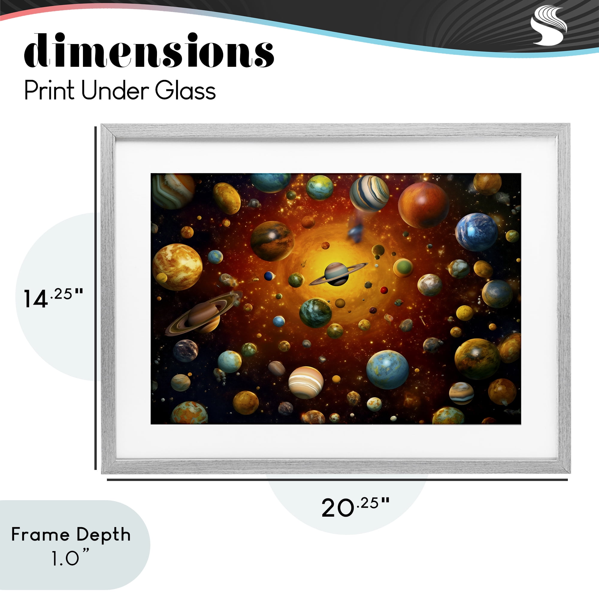 Stupell Industries Cosmic Marbles Galaxy Gray Framed Print Under Glass, design by Ray Powers