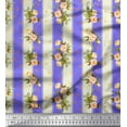 thumbnail image 1 of Soimoi Japan Crepe Satin Fabric Stripe,Leaves & Rose Floral Decor Fabric Printed Yard 42 Inch Wide, 1 of 3
