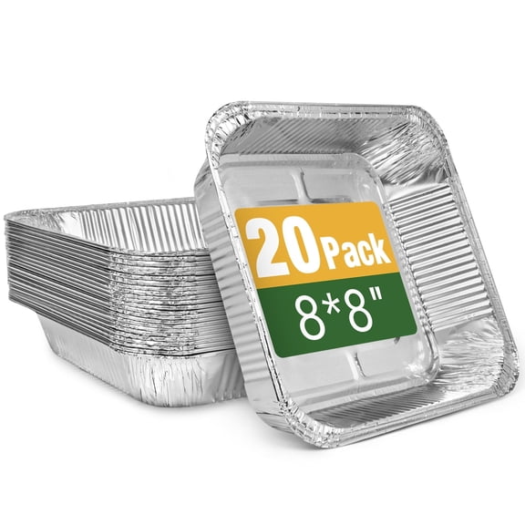 HiberyHom Aluminum Pans, Square Disposable Foil Pans, 8*8" 20 Count