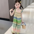 thumbnail image 6 of TAIAOJING Girls Summer Outfits Sets Toddler Casual Jumpsuit Onesie Strapless Floral Print Wide Leg Romper For Ages 2-8 Years Lightweight Breathable Playwear Soft 5-6Y, 6 of 9