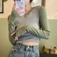 thumbnail image 2 of Camisetas de manga larga para mujer, con paneles, sencillas, combinables, para tiempo libre, ajustadas, estilo coreano, para estudiantes, ropa de calle moderna y elegante., 2 of 5