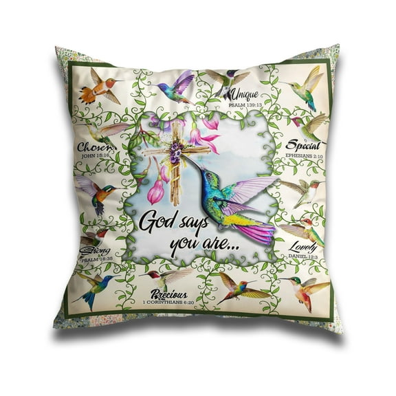 Flagwix Patio Pillows Hummingbird 12 X 12 Square Bird Pillows, Throw Pillows For Couch, Decorative Throw Pillows
