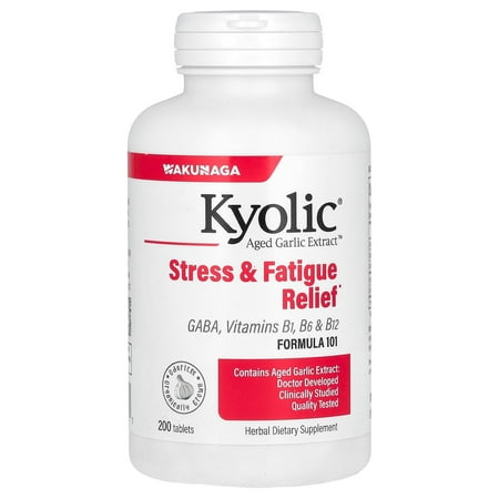Kyolic Aged Garlic Extract Formula 101, Stress and Fatigue Relief*, 200 tablets.