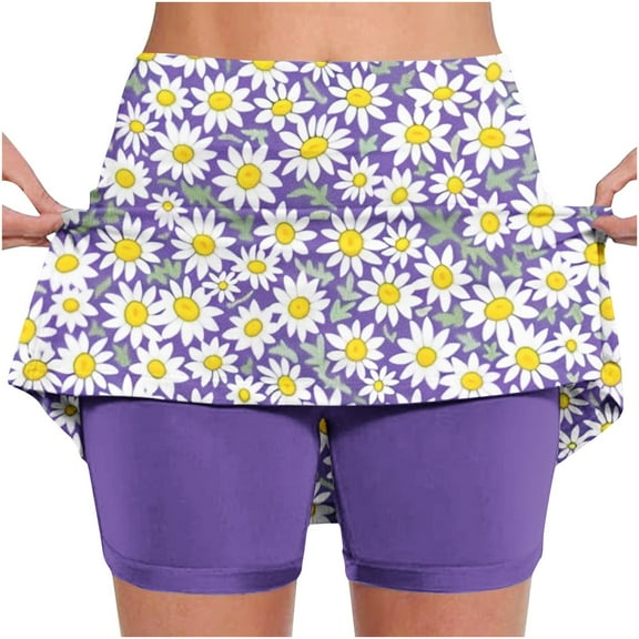 LEBONYARD Women's High-Waisted Yoga Skort,Women's New Color Mid-waist Skirt Pants Sports Shorts Bottoming Skirt Pants Purple S