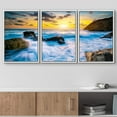 thumbnail image 2 of wall26 Framed Canvas Print Wall Art Set Tropical Island Ocean Wave Beach Sunset Nature Wilderness Photography Realism Rustic Landscape Colorful for Living Room, Bedroom, Office - 16"x24"x3, 2 of 5