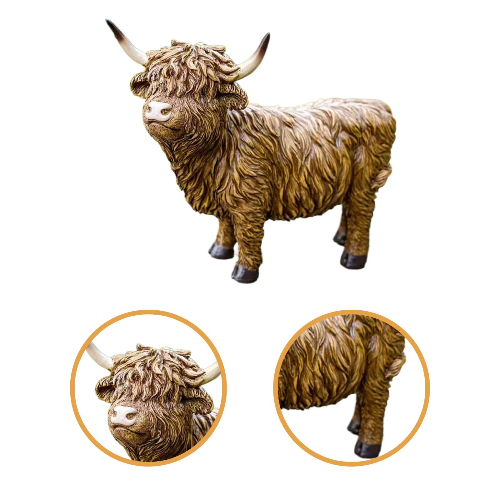 Highland Cow Figurine Animal Sculpture Garden Statue Resin Material for Home Office Bedroom Decor