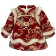 thumbnail image 2 of Otqutp Toddler Baby Girls Chinese New Year Outfit Furry 𝗙aux Fu𝗿 Trim Plush Embroidery Dress Kids Cute Traditional Clothes, 2 of 4