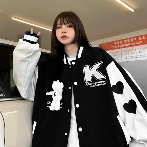 Traje De Carreras Vintage De Béisbol De Vuelo De Moda Chamarra De Alta Calidad Mujer Hip-hop Callejera De Manga Larga Motocicleta De Gran Tamaño