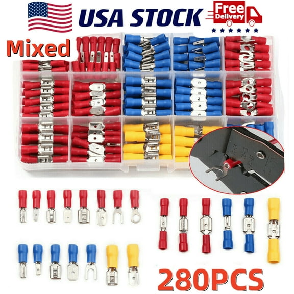 280Pcs Set Assorted Crimp Spade Terminal Insulated Electrical Wire Connector Kit